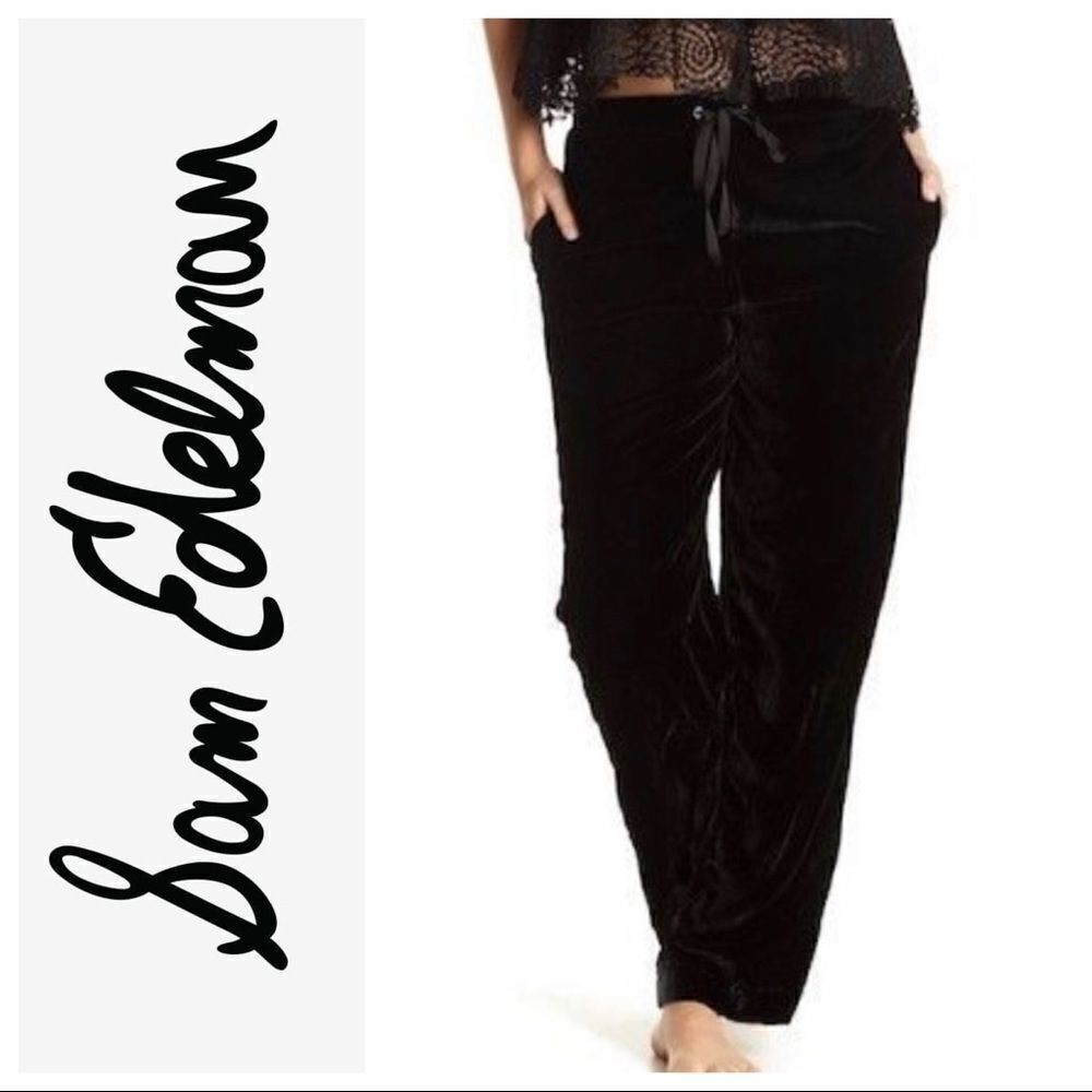 Sam Edelman Black Velvet Lounge Pants Size Small Comfy Loungewear